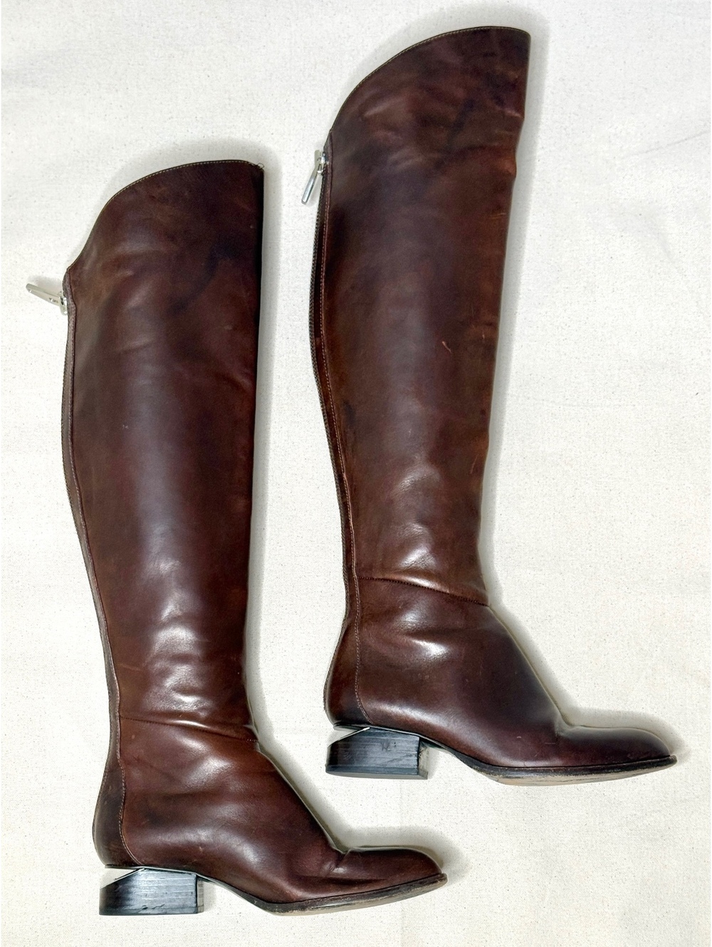 Alexander Wang Sigrid Brown Leather Tall Boots 36.5 US 6.5 Back Zip